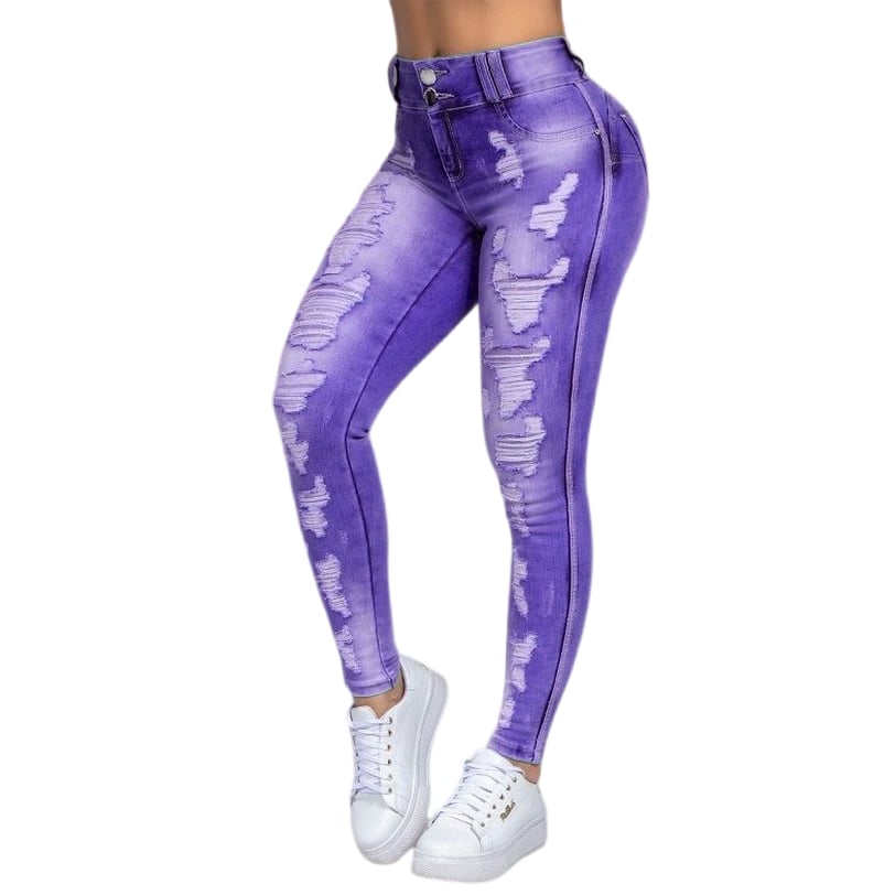 Customized Women Jeans Denim Ladies Jeans Trousers Hole Skinny Pants Stretchy Pencil Pants High waist Jeans supplier