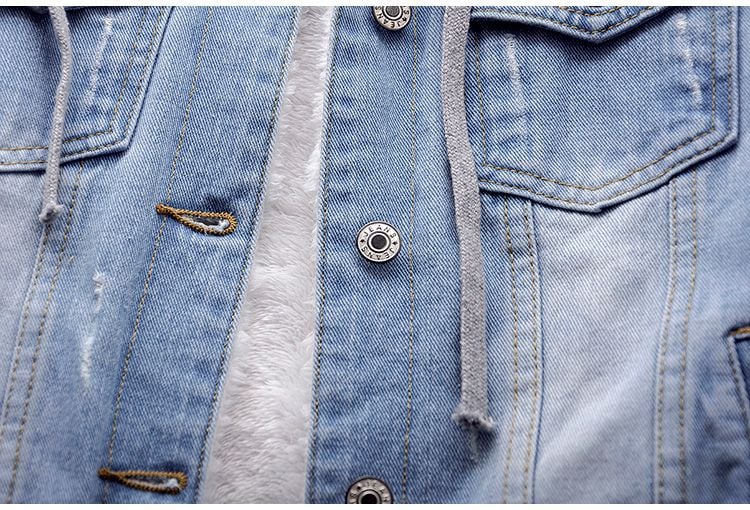 Ladies Womens Winter Sherpa Hoodie Jacket Casual Jeans Slim Fit Blue Denim Plus Size Women's Jackets manufacture