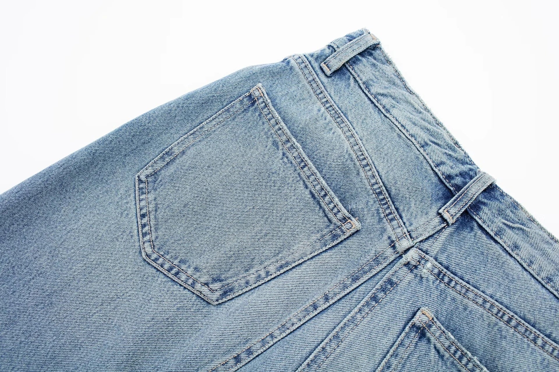 High Quality Irregular Diagonal Button Design Vintage Highwaist Denim Jeans Midi Split Skirt for Women manufacture
