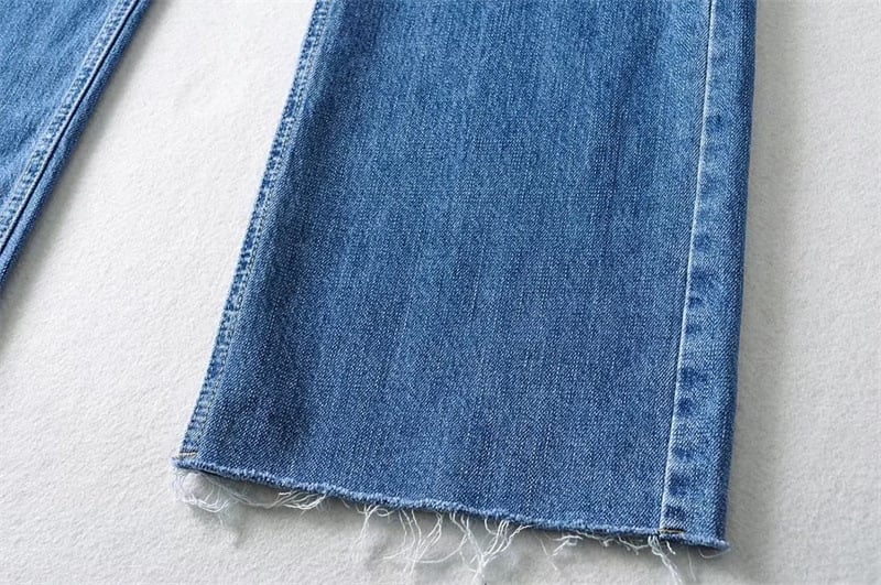 New Arrivals Fashion Loose Light Blue Denim Pants Wide Leg Ripped Jeans for Women details