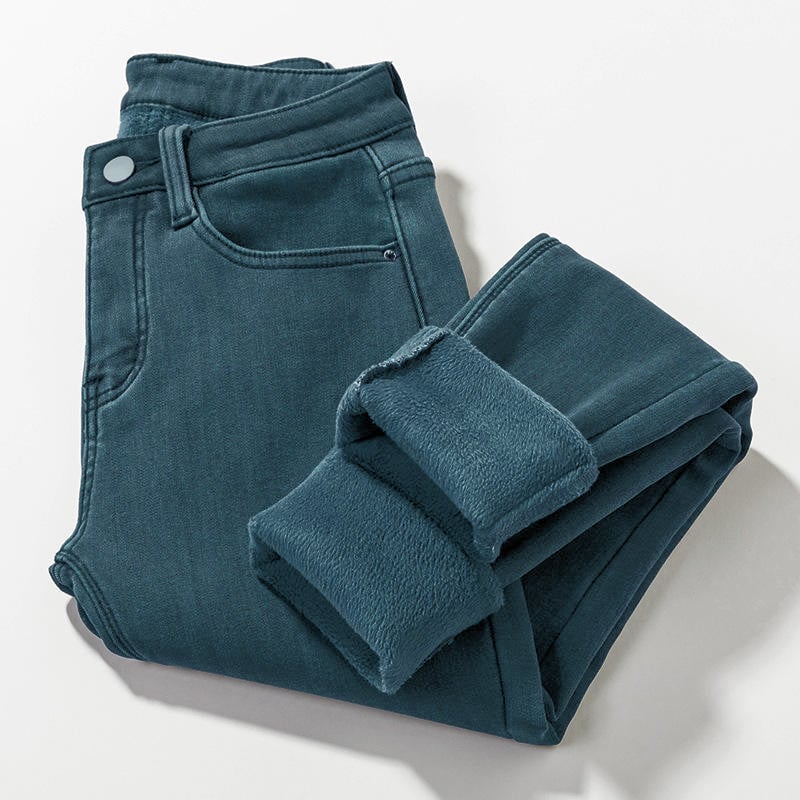 Women's Mid-rise Skinny Jean Fleece Lined Jeans Slim Fit Stretch Thicken Winter Warm Jeans supplier