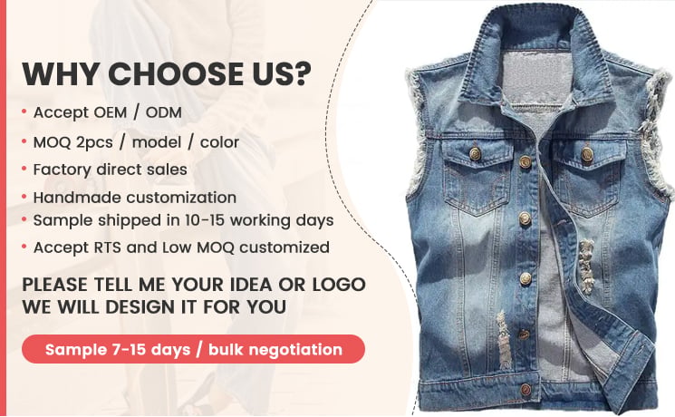 Custom Denim Vest Lapel Sleeveless Slim Fit Retro Ripped Casual Jean Vest for Man Multi Pockets Waistcoat Utility Vest supplier