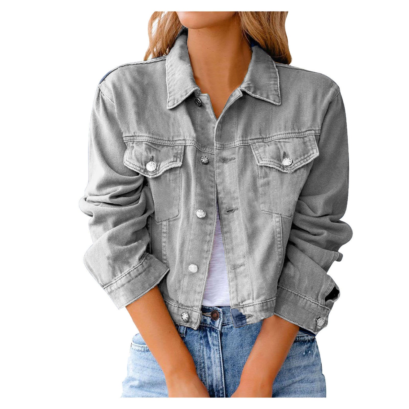New Fashion Coming Women Fall Jean Coat Winter Button Yellow Blank Denim Jackets factory