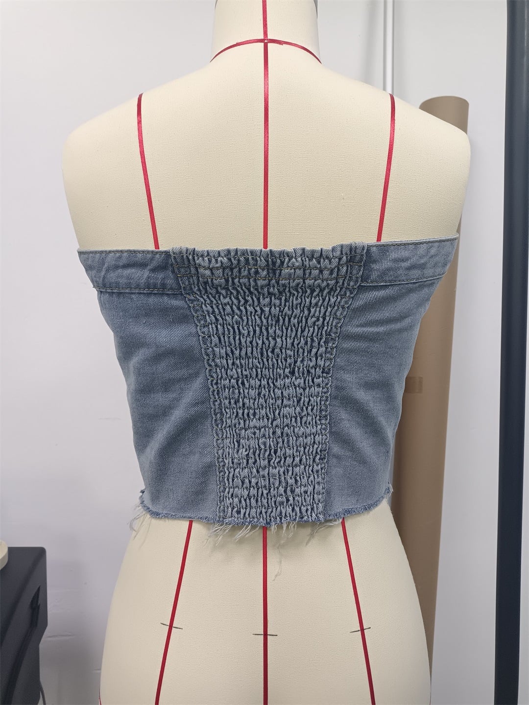 Fashionable Y2k Clothes Single Breasted Femme Sexy Corset Top Washed Denim Tops for Women supplier