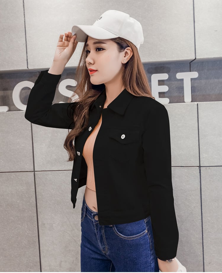 Korean Style Fashion Women Jean Jacket Autumn White Denim Jacket factory