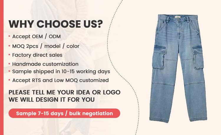 High Street Popular Vintage Multi-Pocket Functional Cargo Casual Trousers Men's and Women Cargo Pant Denim Cargo Jeans Pants factory