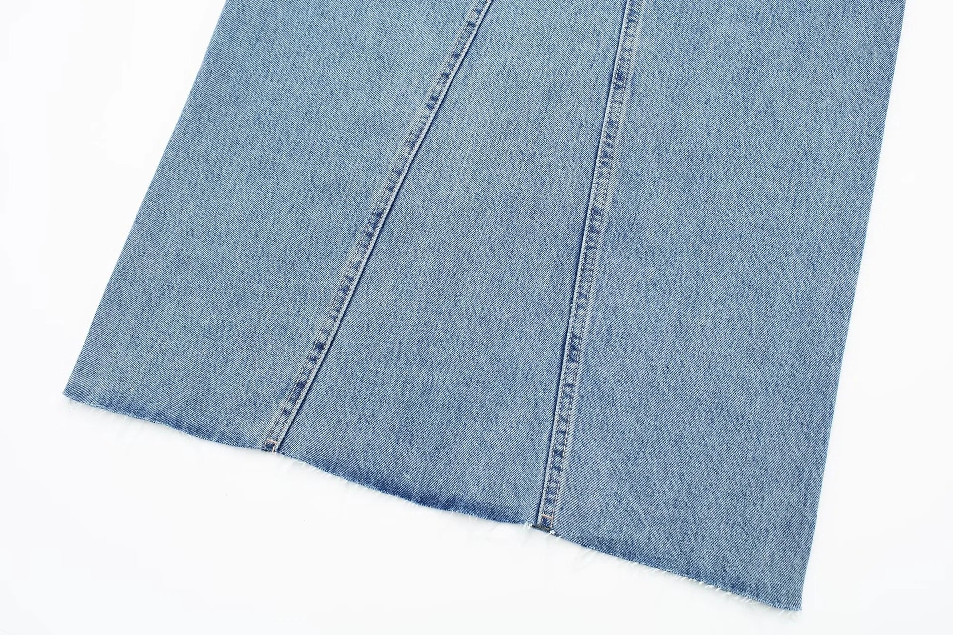 High Quality Irregular Diagonal Button Design Vintage Highwaist Denim Jeans Midi Split Skirt for Women manufacture