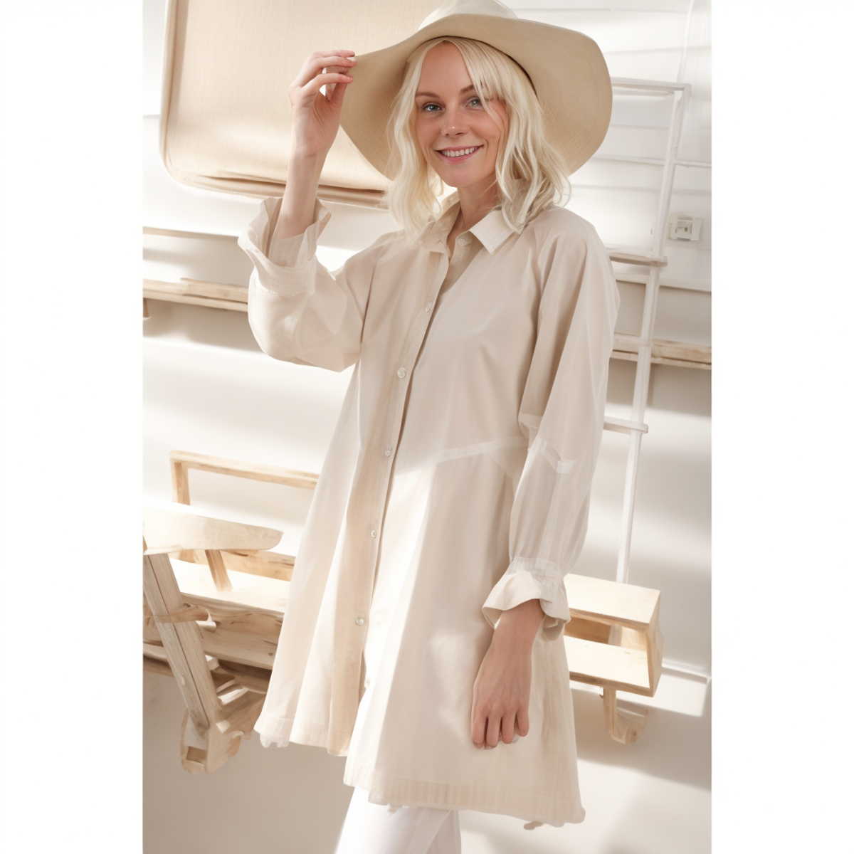 Cotton Summer Sky Blue Ladies Jean Dresses Buttoned Long Sleeve Ruffle Denim Dress Women supplier