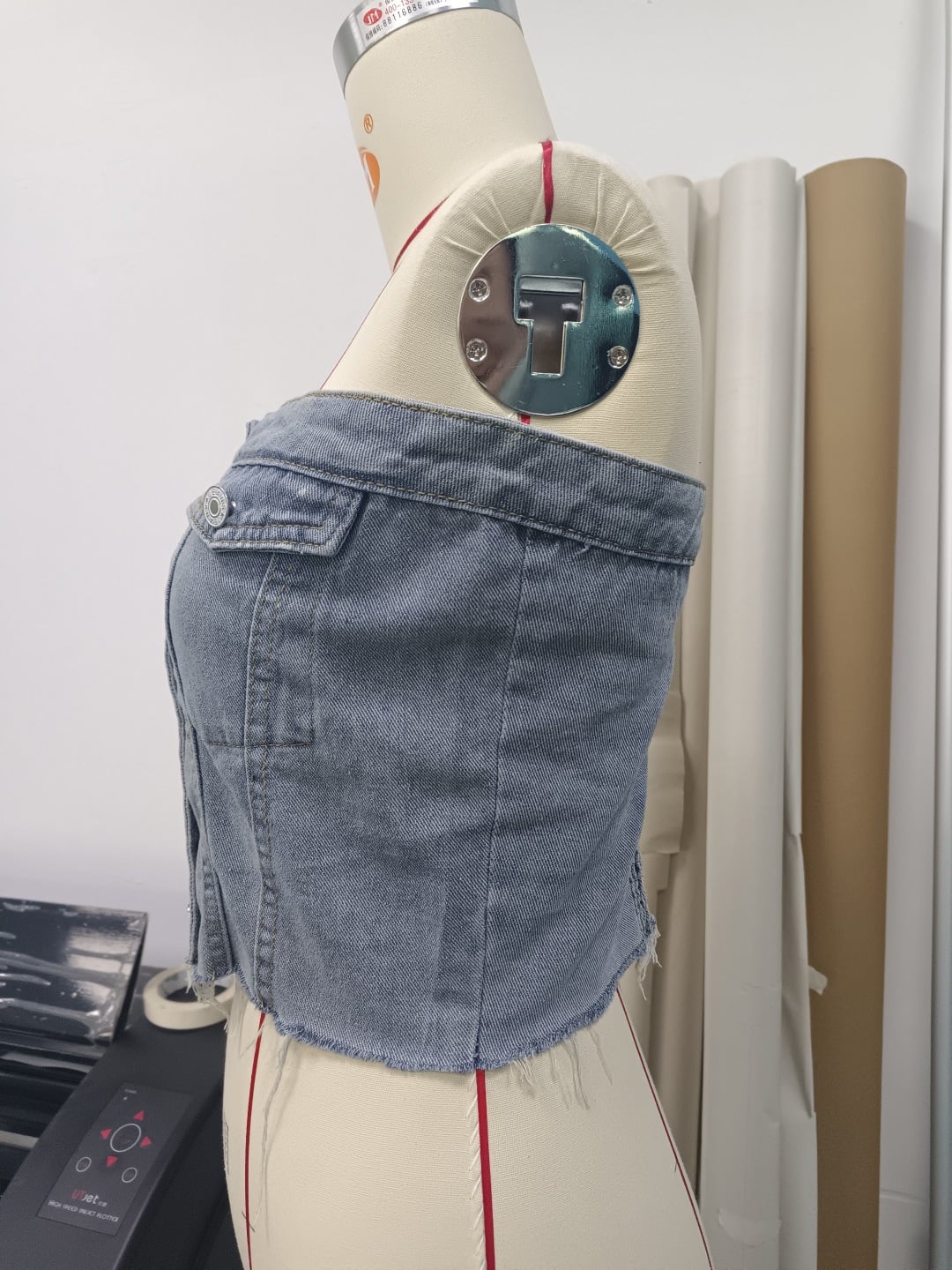 Fashionable Y2k Clothes Single Breasted Femme Sexy Corset Top Washed Denim Tops for Women supplier