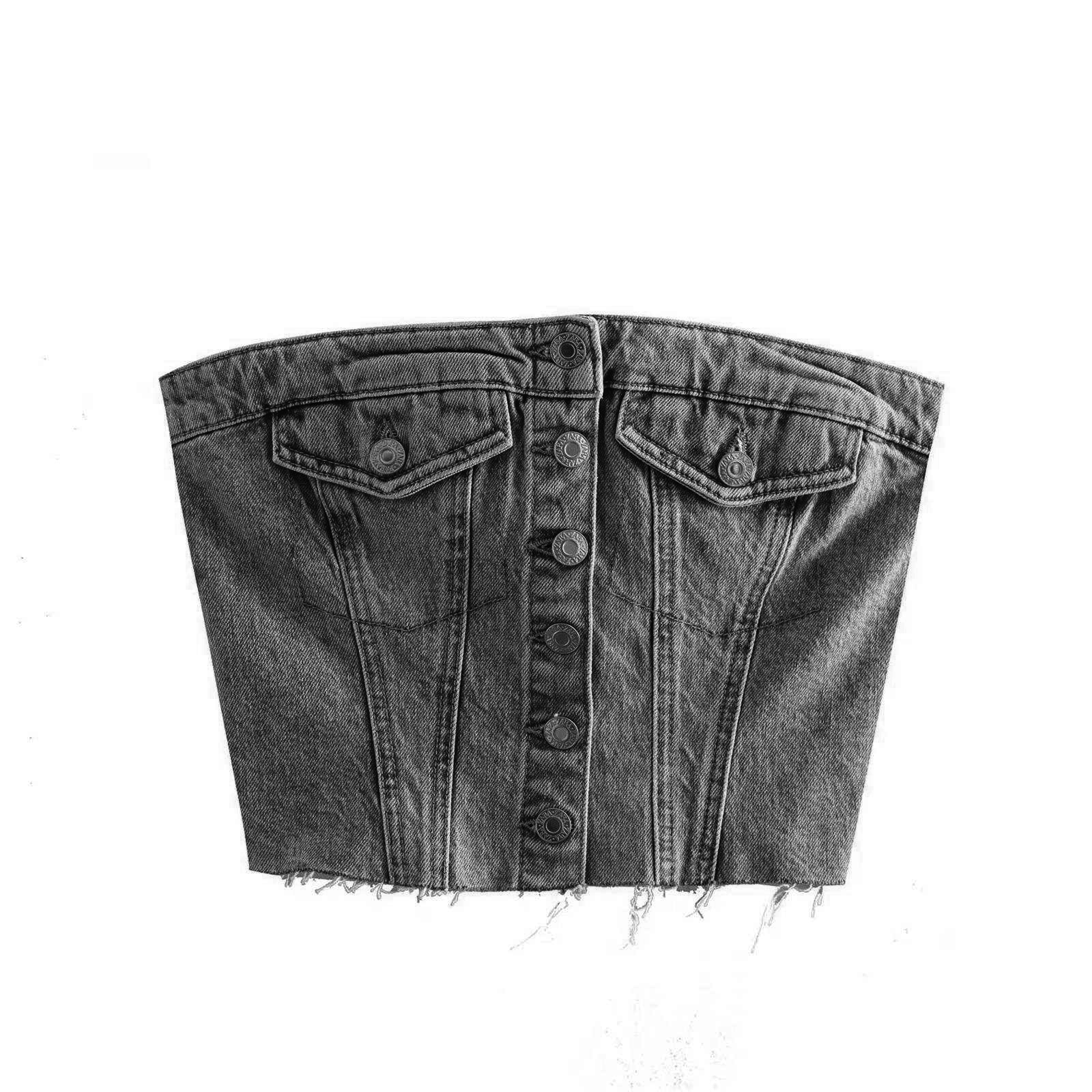 Fashionable Y2k Clothes Single Breasted Femme Sexy Corset Top Washed Denim Tops for Women factory