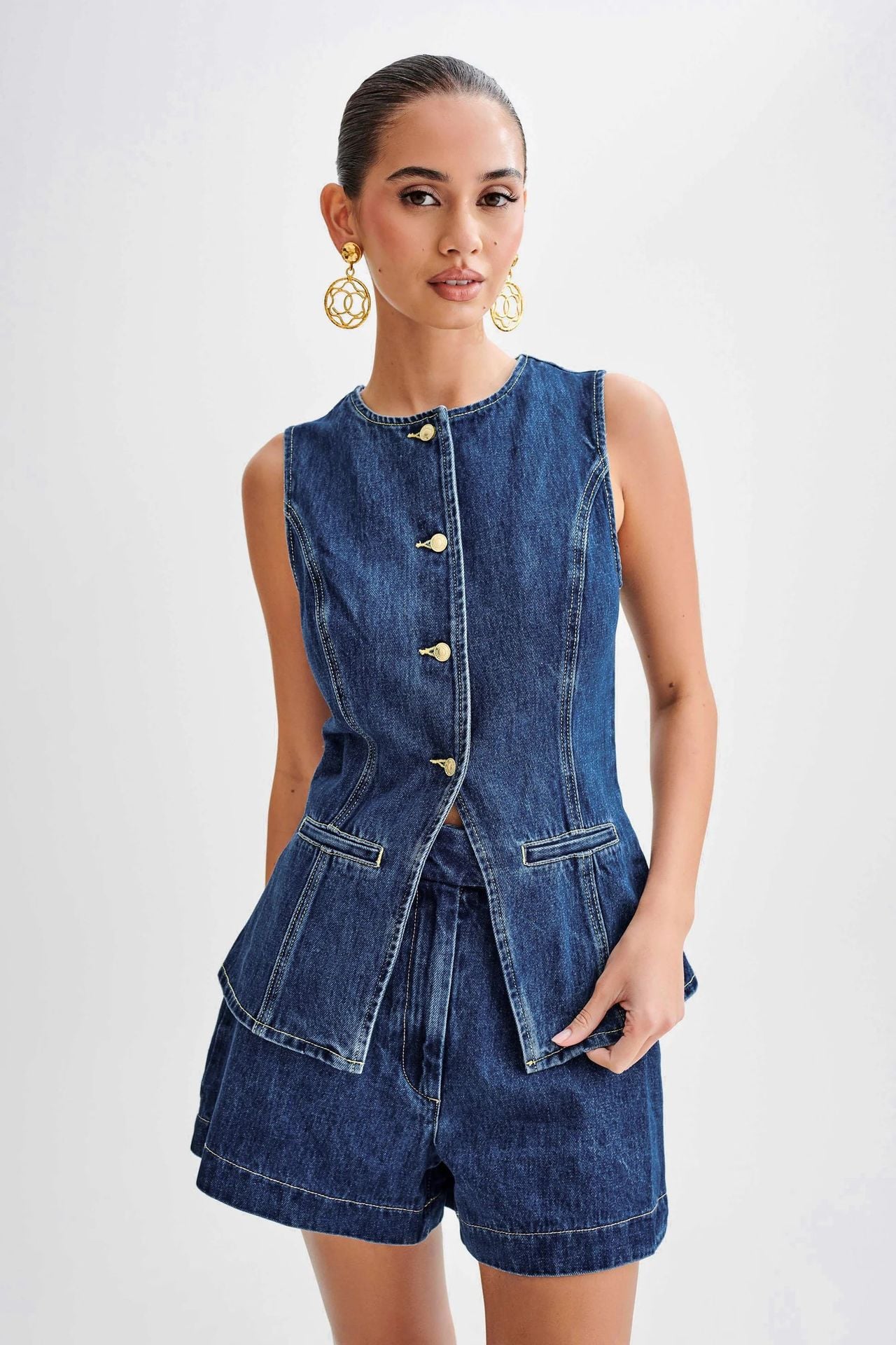 2024 Custom Fashion Girls Denim Suit Two Piece Denim Suits Denim Jum Suit for Women factory