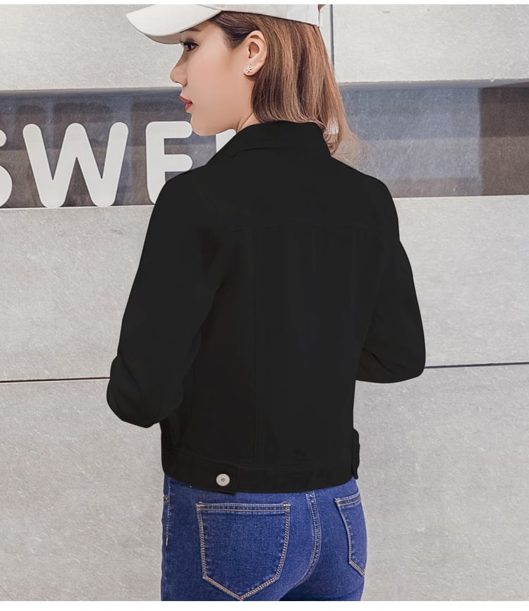 Korean Style Fashion Women Jean Jacket Autumn White Denim Jacket factory