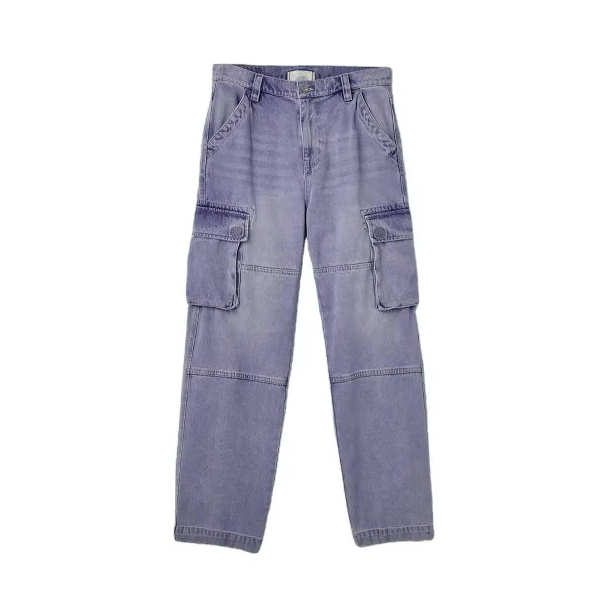 High Street Popular Vintage Multi-Pocket Functional Cargo Casual Trousers Men's and Women Cargo Pant Denim Cargo Jeans Pants supplier