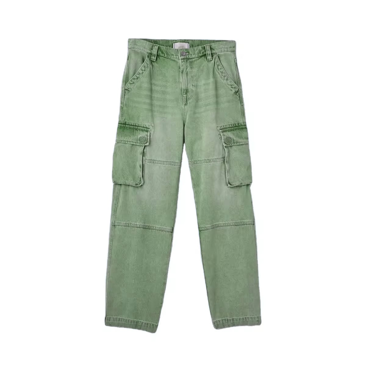 High Street Popular Vintage Multi-Pocket Functional Cargo Casual Trousers Men's and Women Cargo Pant Denim Cargo Jeans Pants details