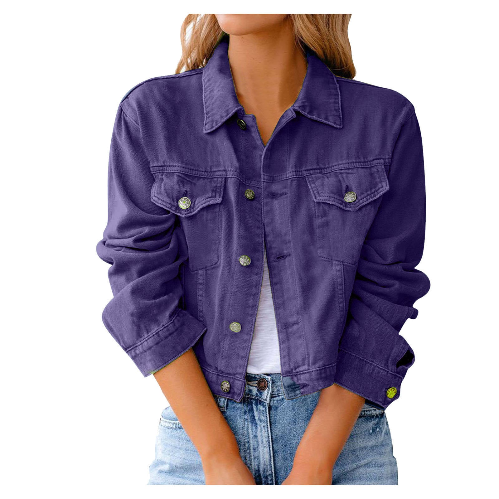 New Fashion Coming Women Fall Jean Coat Winter Button Yellow Blank Denim Jackets manufacture