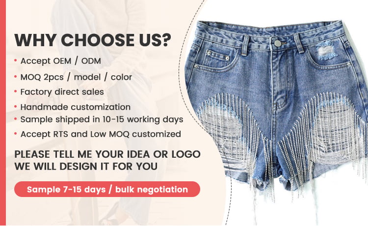 S-6XL Summer Women's Fat Mm Denim Shorts Perforated Elastic Large Women's Denim Shorts details