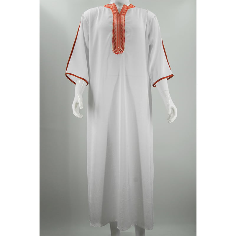 2025 Embroidered Morocca Men's Traditional Muslim Clothing Jibba Abaya Robe Jalabiya Thobe Muslim Thobe Accessory details