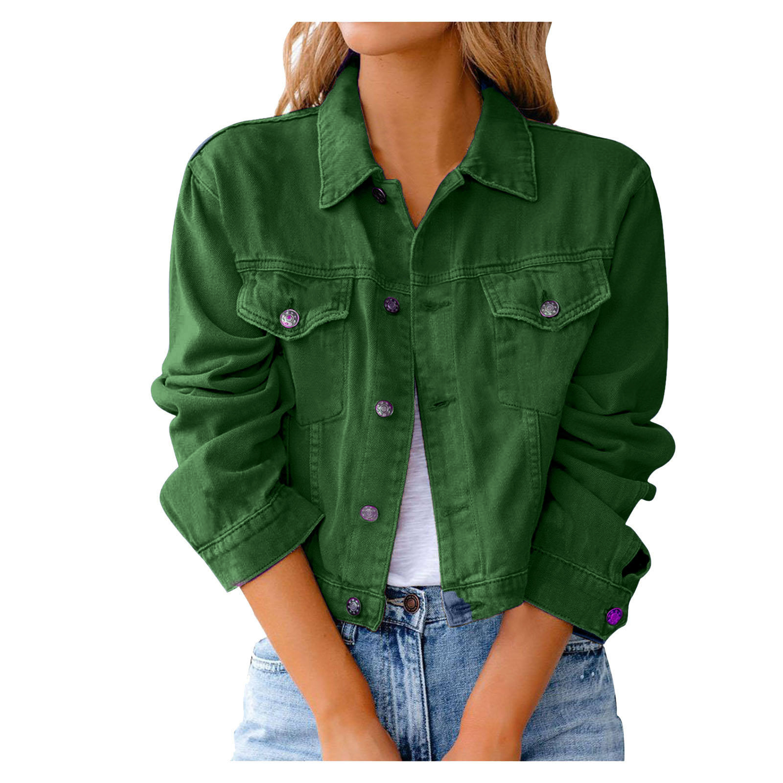 New Fashion Coming Women Fall Jean Coat Winter Button Yellow Blank Denim Jackets factory