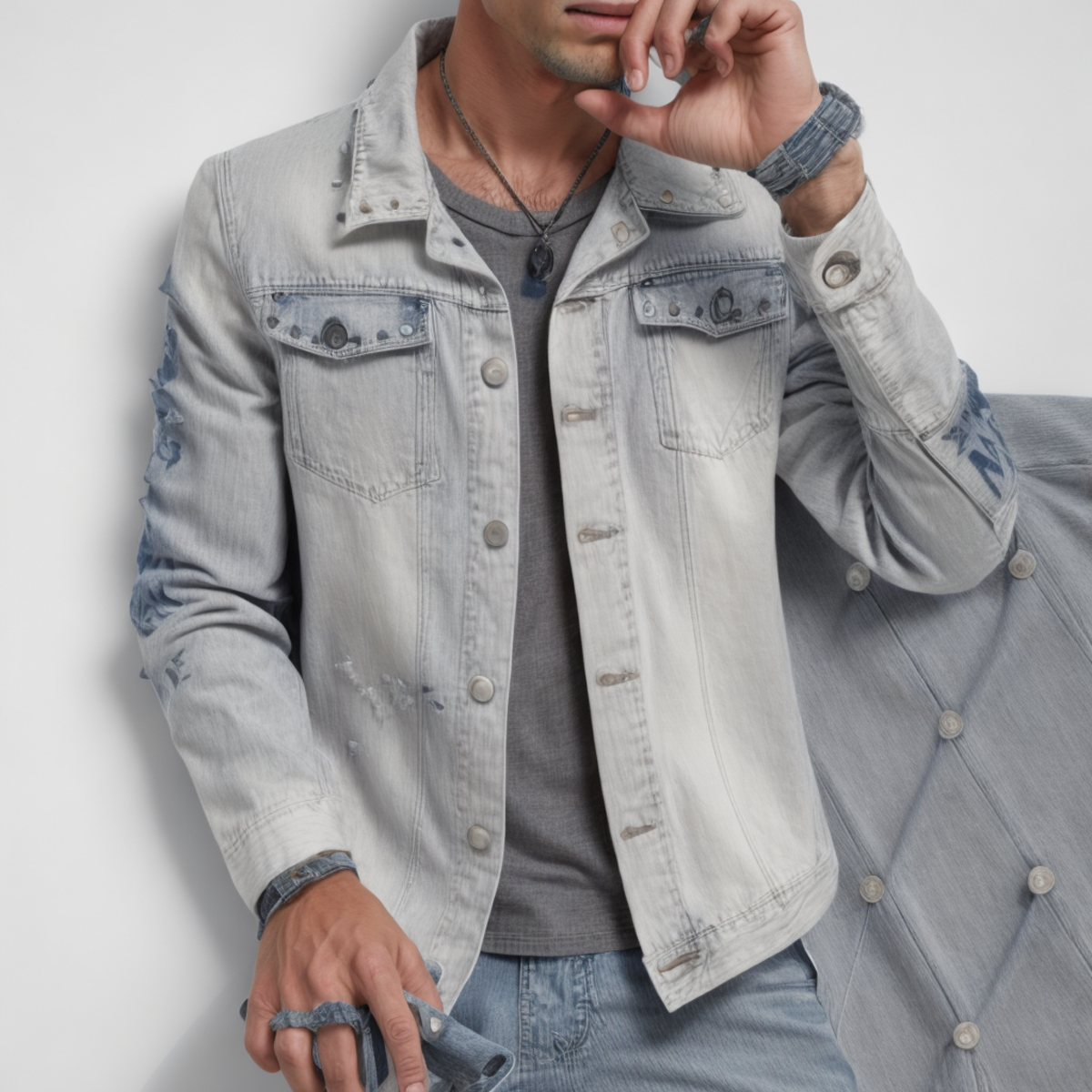 Wholesales Fashion Streetwear Jeans Blazer Jacket Men Rivet Motorcycle Coat Hip Hop Patchwork denim Jean Jackets Men manufacture
