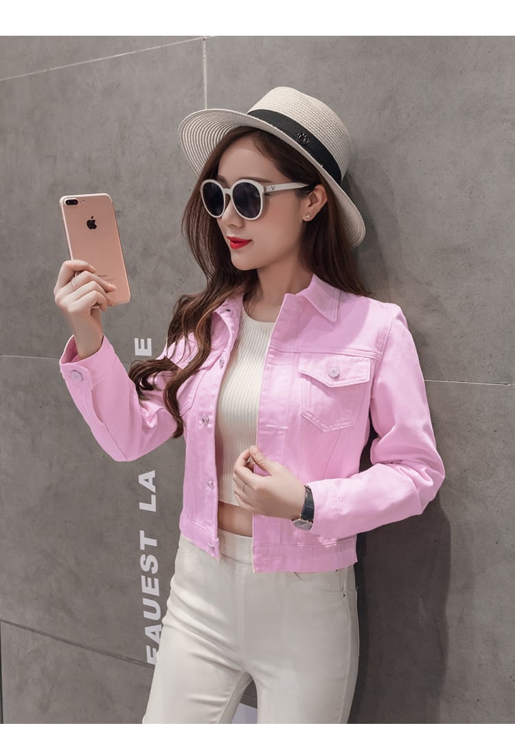 Korean Style Fashion Women Jean Jacket Autumn White Denim Jacket manufacture