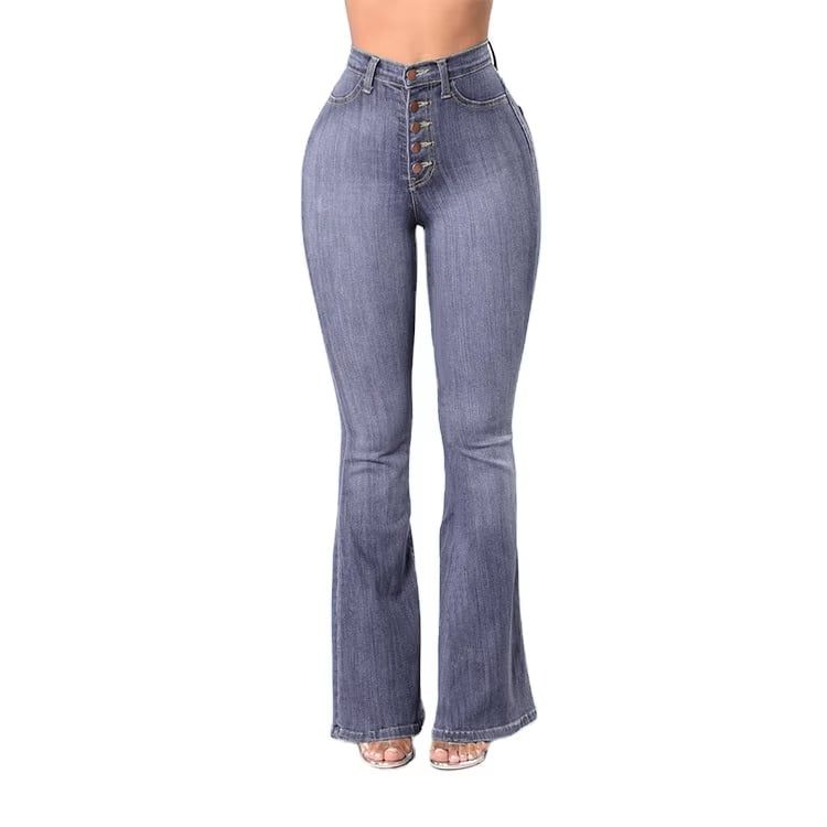 Ladies Skinny High Waist Jeans Hot Sale High Waist Women's Butt Lifting Denim Jeans Pants Wide Leg Pants Street Wear Pants Blue supplier