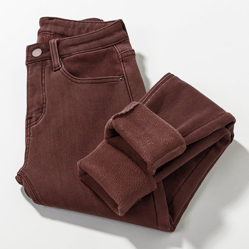 Women's Mid-rise Skinny Jean Fleece Lined Jeans Slim Fit Stretch Thicken Winter Warm Jeans factory