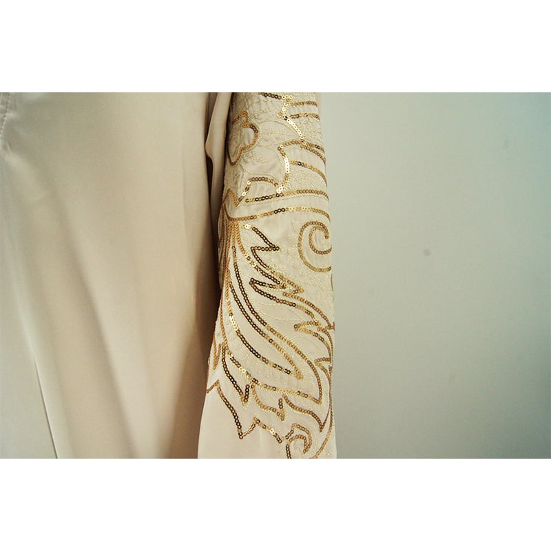 Customization Elegant Arabian Dress Abaya Muslim Women V-Neck Embroidered Tassel Robe Middle East Long Ramadan Dress factory