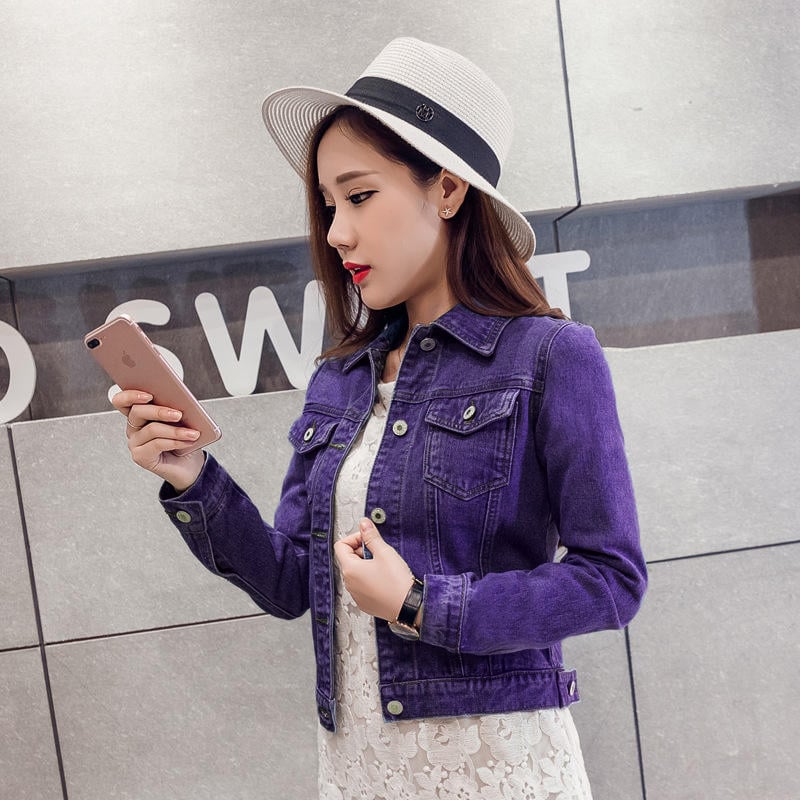 Korean Style Fashion Women Jean Jacket Autumn White Denim Jacket manufacture