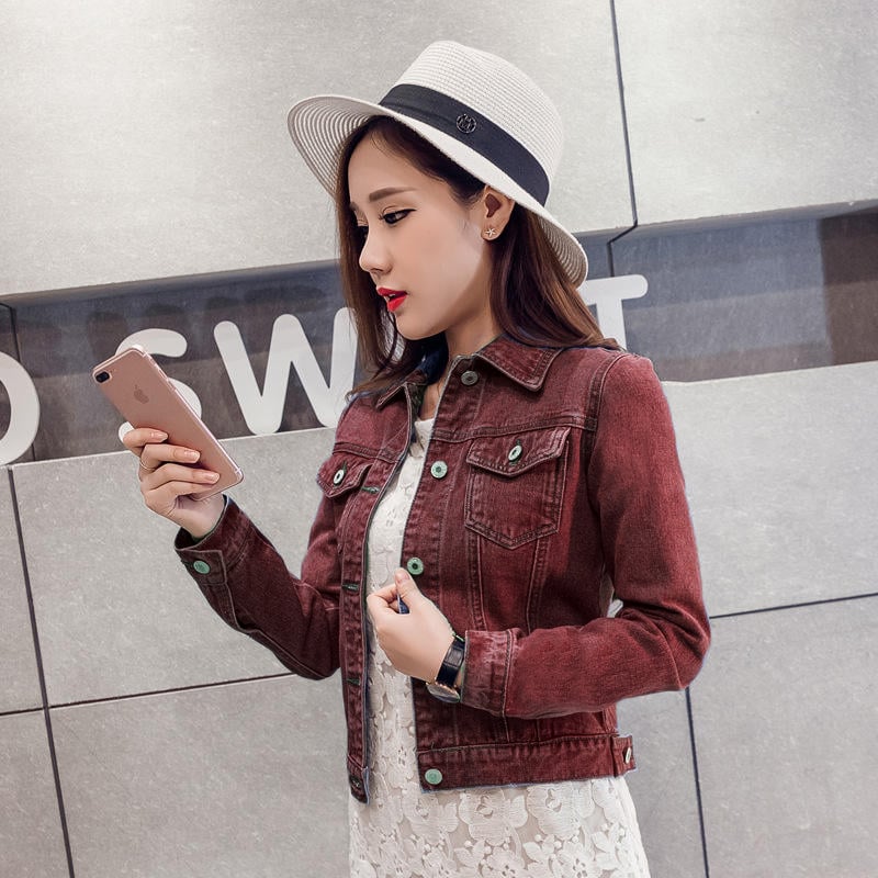 Korean Style Fashion Women Jean Jacket Autumn White Denim Jacket manufacture