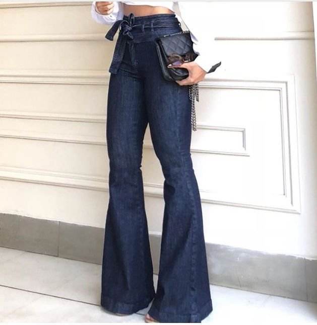 Bell Bottom Trousers Elastic Waist Solid Leggings Pleated Flared Pants for Women details