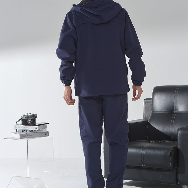 Wholesale Mens Windbreaker Nylon Tracksuit 2Piece Shorts Set Streetwear Summer Sportswear Custom Logo OEM details