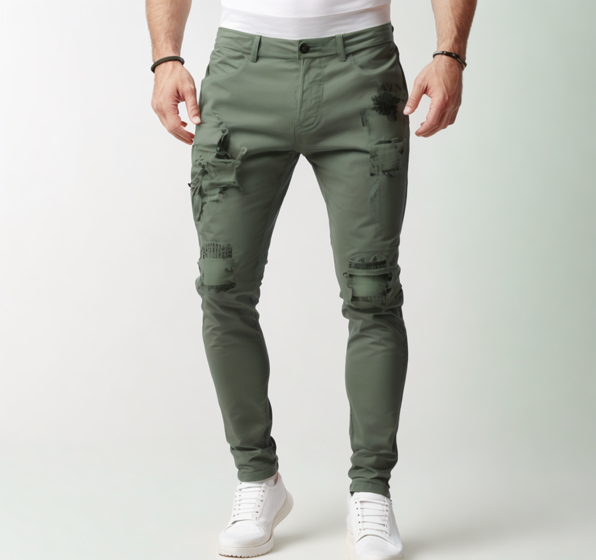 Fashion Hip Hop Streetwear Skinny Ripped Damage Trousers Scratch Distressed Denim Mens Designer Clothing Men's Jean Pant For Men supplier