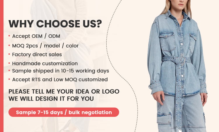 Wholesale New Fashion Casual Style Oversize Loose Long-Sleeve Comfortable Belted Women's Denim Shirts factory