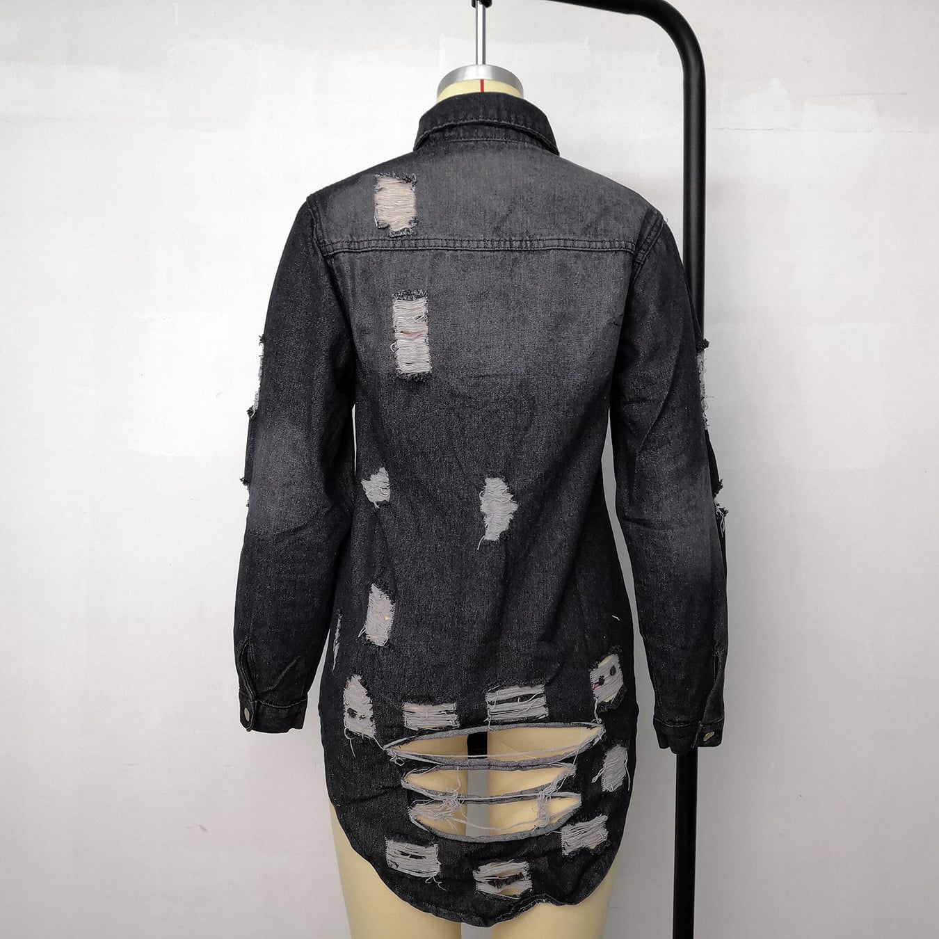 Hot Selling Ladies Denim Jacket Women Coat Casual Ripped Holes Women Jean Jackets Women's Jeans Blouse factory