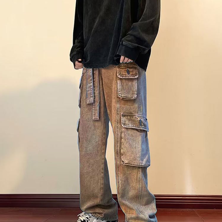 Men Jeans Wide Leg Denim Pant Loose Straight Baggy Men's Jeans Streetwear Skateboard Pants Hip Hop Neutral Trousers Cargo Jeans manufacture