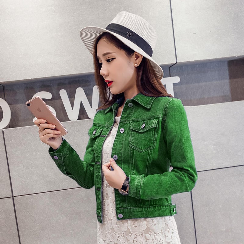 Korean Style Fashion Women Jean Jacket Autumn White Denim Jacket details