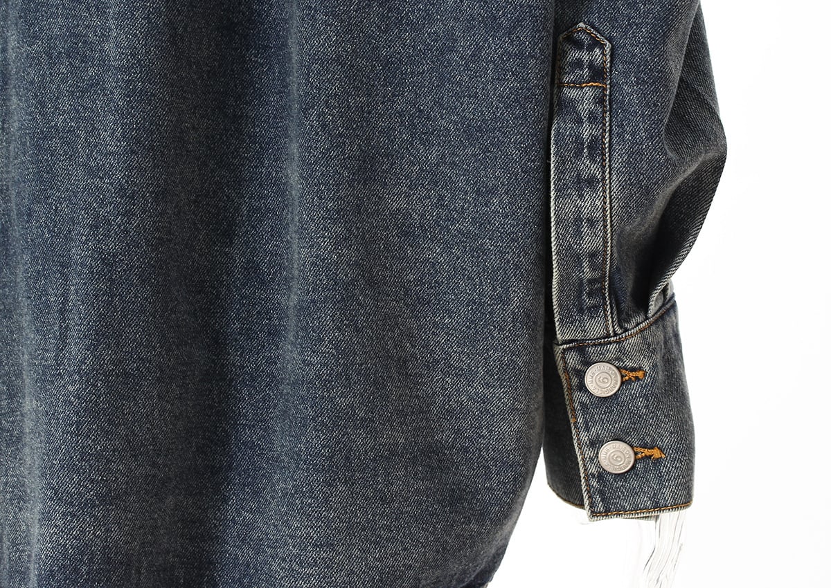 Spring New Designer Large Button Washed Denim Loose Fit Lapel Casual Cocoon Coat Women's Slightly Drop Shoulder Shirt manufacture