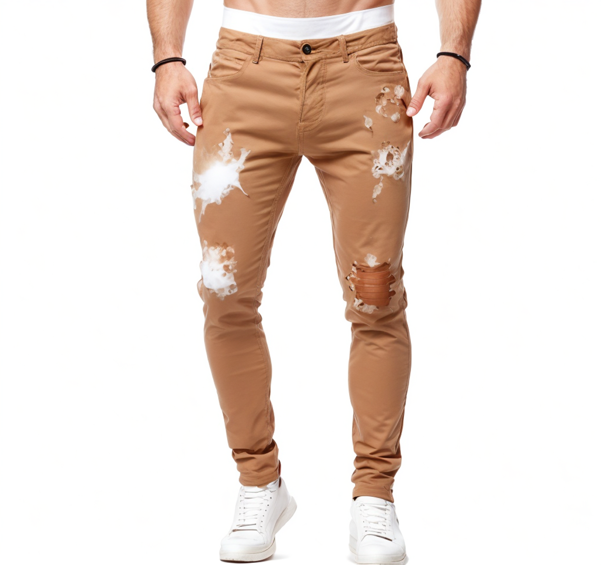 Fashion Hip Hop Streetwear Skinny Ripped Damage Trousers Scratch Distressed Denim Mens Designer Clothing Men's Jean Pant For Men factory