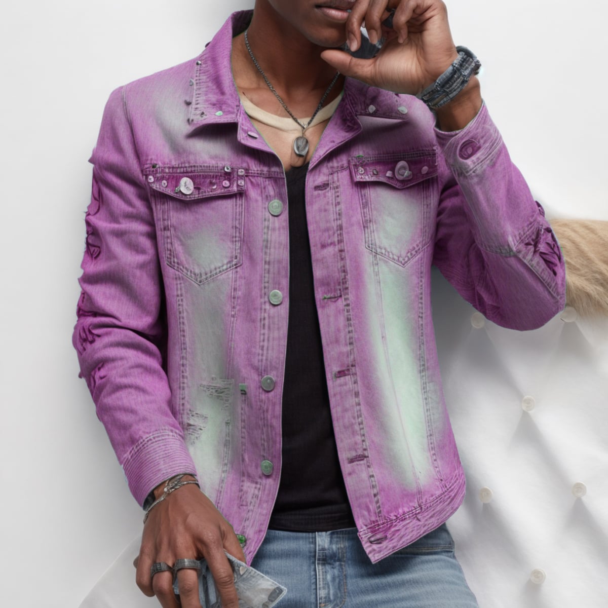 Wholesales Fashion Streetwear Jeans Blazer Jacket Men Rivet Motorcycle Coat Hip Hop Patchwork denim Jean Jackets Men factory