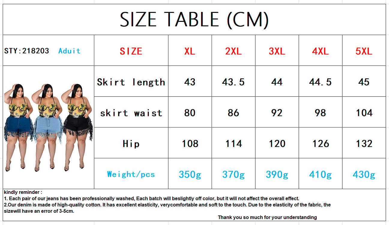 New Arrivals Plus Size Women's Clothing Fashion Solid Color Fringed Denim Short Jeans details