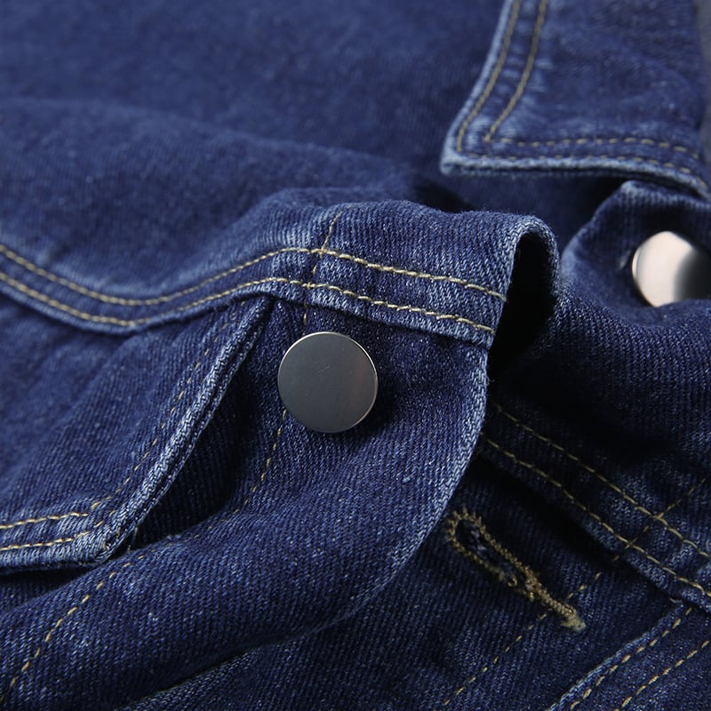 Spring New Arrival Solid Jeans Jacket For Women Turndown Collar Crop Top Women's Denim Jacket details