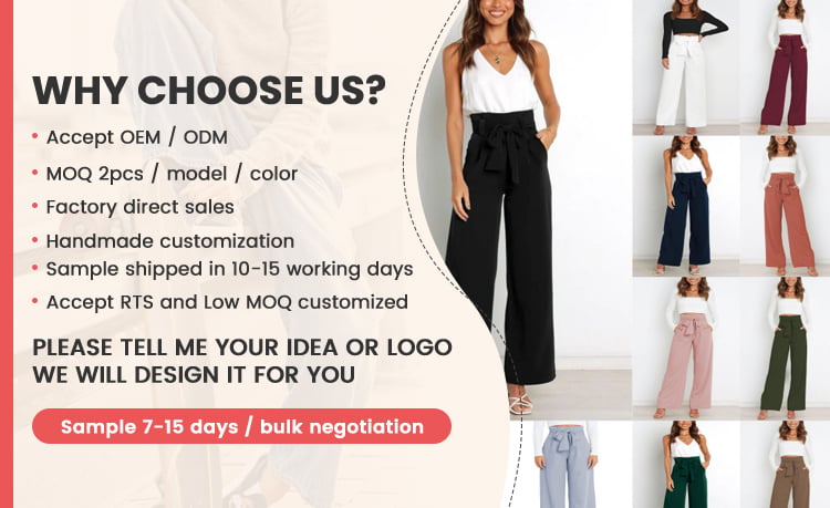 Hot Sale Lady High Waist Elegant Wide Leg Trousers Dress Office Formal Pants for Women details