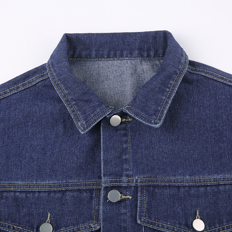Spring New Arrival Solid Jeans Jacket For Women Turndown Collar Crop Top Women's Denim Jacket details