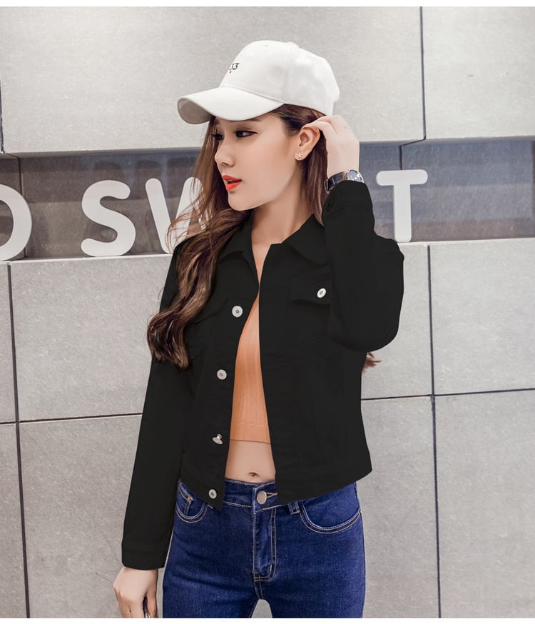Korean Style Fashion Women Jean Jacket Autumn White Denim Jacket factory