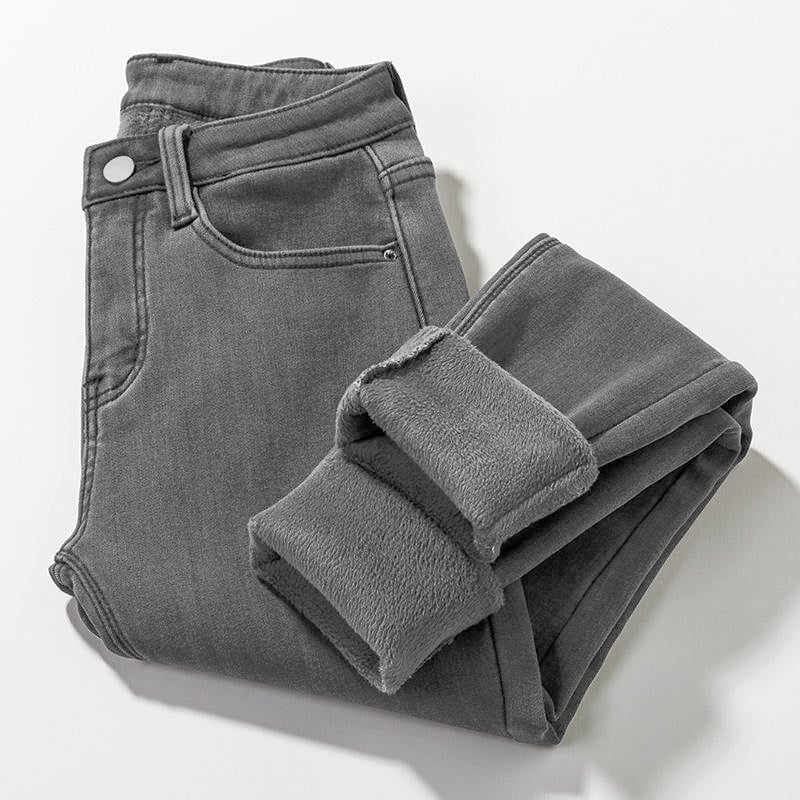 Women's Mid-rise Skinny Jean Fleece Lined Jeans Slim Fit Stretch Thicken Winter Warm Jeans manufacture