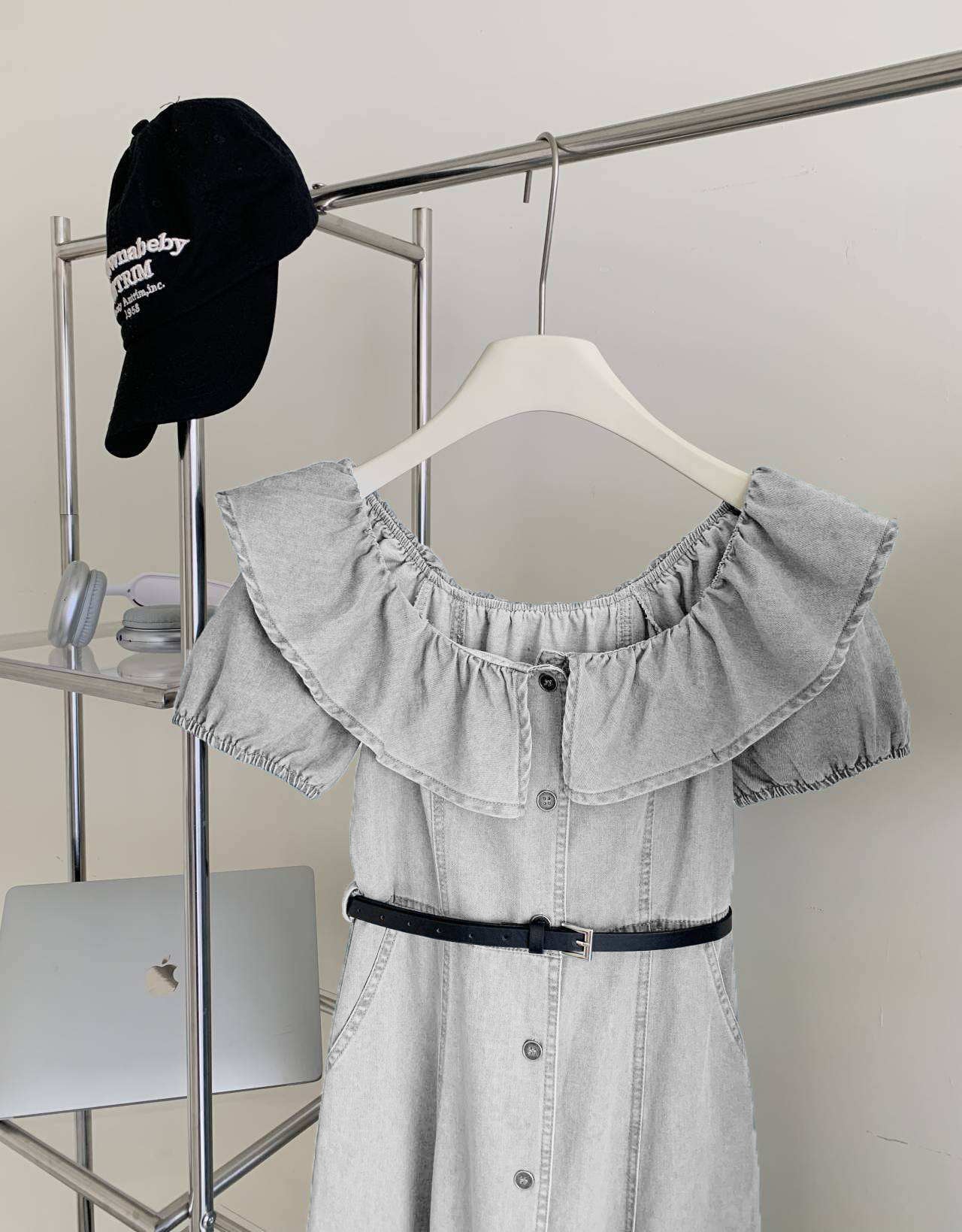 Korea East Gate Summer New Fashion Style Single Breasted One Shoulder Sexy Slim Denim Dress manufacture