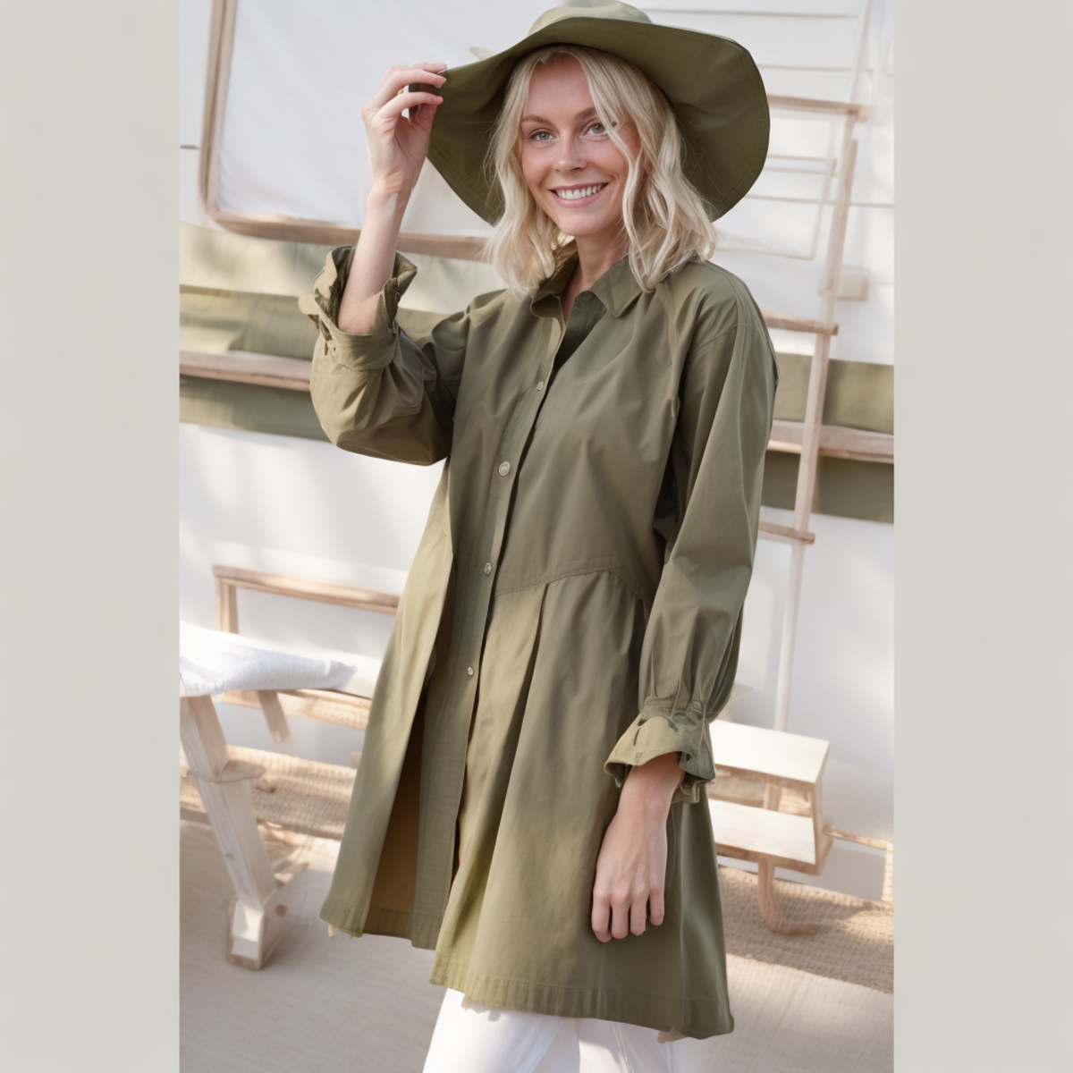 Cotton Summer Sky Blue Ladies Jean Dresses Buttoned Long Sleeve Ruffle Denim Dress Women supplier