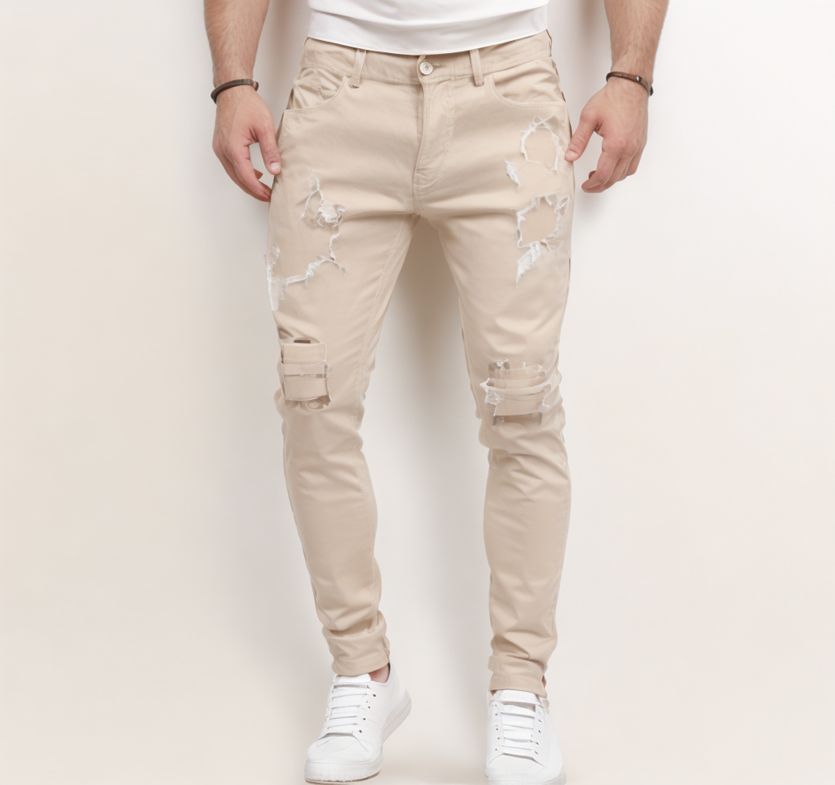 Fashion Hip Hop Streetwear Skinny Ripped Damage Trousers Scratch Distressed Denim Mens Designer Clothing Men's Jean Pant For Men details