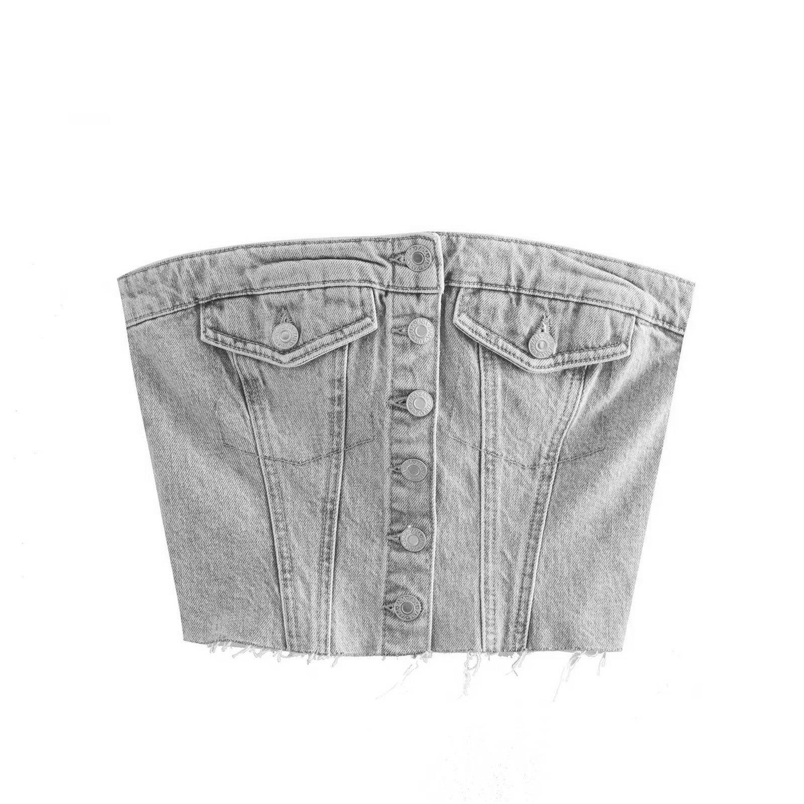 Fashionable Y2k Clothes Single Breasted Femme Sexy Corset Top Washed Denim Tops for Women manufacture