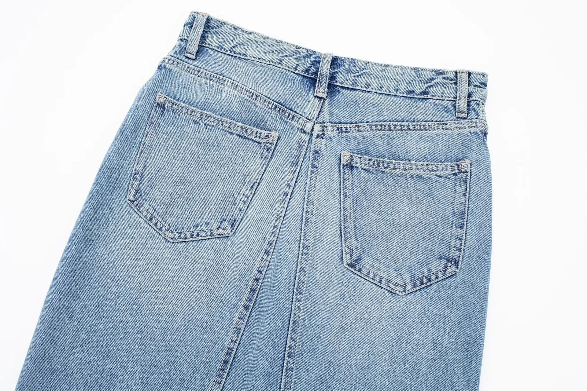 High Quality Irregular Diagonal Button Design Vintage Highwaist Denim Jeans Midi Split Skirt for Women supplier